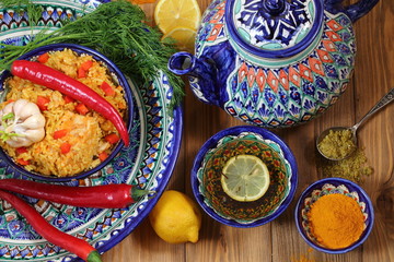 Uzbek lamb pilaf with pomegranate and tandyr flatbread