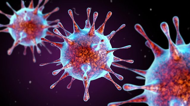 Coronavirus COVID-19 concept resposible for asian flu outbreak and coronaviruses influenza as dangerous flu strain cases as a pandemic. Microscope virus close up. 3d rendering. 