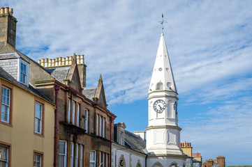 Clock tower of Campbeltown. Kintyre peninsula, Scotland.