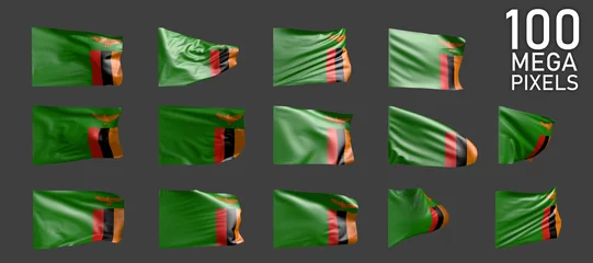 Foto op Aluminium Zambia flag isolated - various images of the waving flag on grey background - object 3D illustration © Dancing Man
