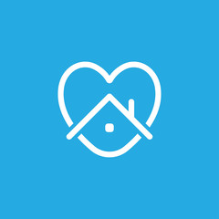 Heart icon with house shape within. Stay at home campaign symbol. Vector illustration. Quarantine love.