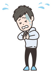 謝罪する男性　ポーズ　イラスト