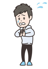 謝罪する男性　ポーズ　イラスト