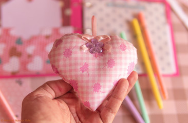 decorative figure in the shape of a heart, based on gender and handmade