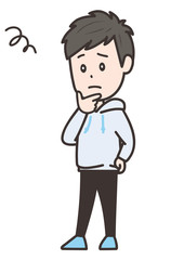 悩む男性　ポーズ　男性