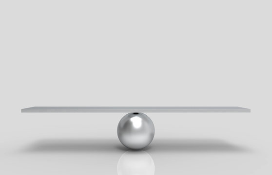 3d rendering. Empty blank aluminium silver sphere balance scale on white background. © PATARA
