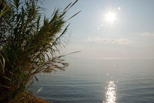 Athens, Greece, September 2019: Sunrise at the beautiful Vravrona beach 