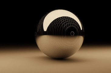 Metal ball 3d visualization. Wallpaper and background of  textured sphere.