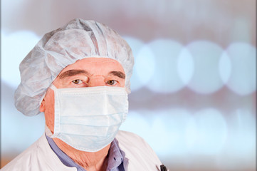 Senior doctor with protective mask 