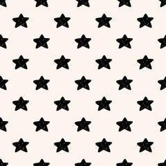 Stars seamless pattern. Black symbols graphic background.