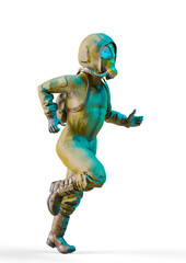 Fototapeta premium radioactive cartoon is running fast in white background