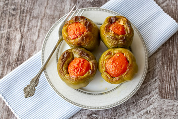 Biber Dolma, Turkish traditional food. Stuffed peppers with rice. (Turkish cuisine)