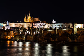 Fototapeta premium charles bridge at night prague czech republic