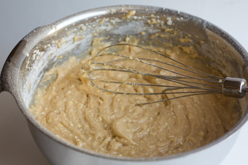 charlotte pie cooking process. homemade apple pie recipe. Raw dough. Step 1