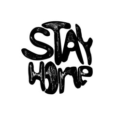 watercolor illustration. hand painted. lettering. inscription stay home on a white background.