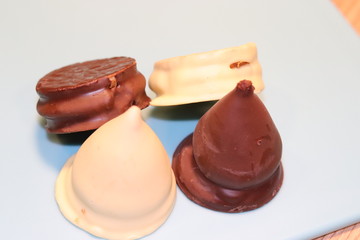 Delicious Argentinian alfajores, a sweet made with milk sweety.