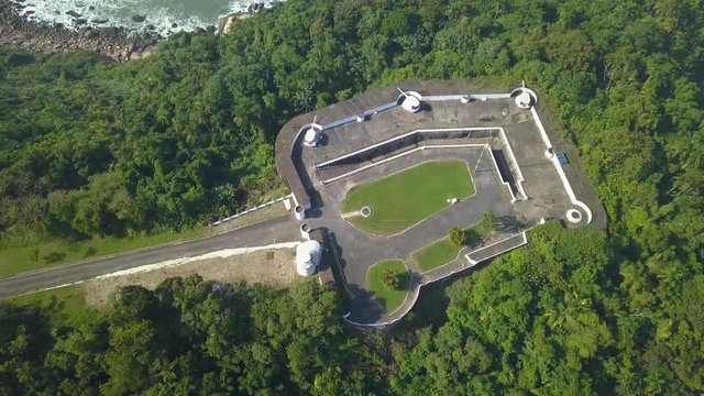 Aerial view of old military fortification