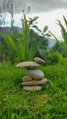 Fototapeta na wymiar zen stones and bamboo