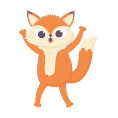 cute little fox animal cartoon isolated icon design