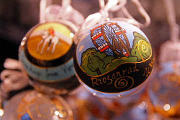 Christmas glass decorations in a Vienna market