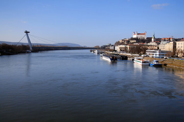 Fototapeta na wymiar Bratislava river view in a sunny day