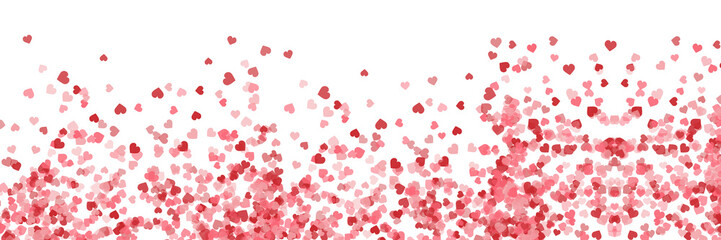 Obraz na płótnie Canvas Love celebration's background with pink falling hearts over white.
