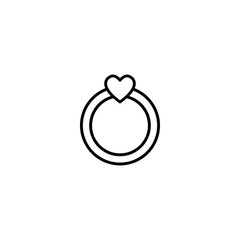 Wedding Ring Icon. Engagement vector icon. Valentine symbol : ring and heart. Trendy Flat style for graphic design, Web site, UI. EPS10. Vector illustration