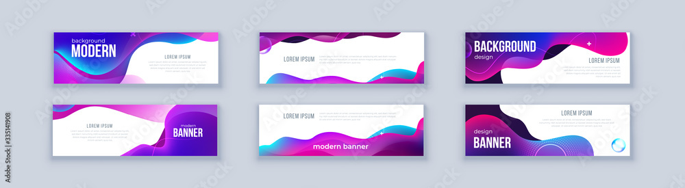 Wall mural liquid abstract banner design. fluid vector shaped background. modern graphic template banner patter