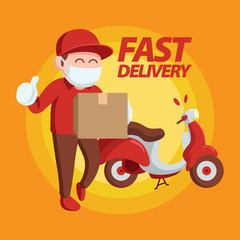 Delivery Man Thumb Up in Red