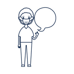 cartoon afro doctor standing with speech bubble icon, line style