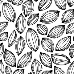 Black and white seeds hand drawn pattern.