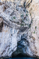 Corfu island cliffs, rocks, caves, sea voyage