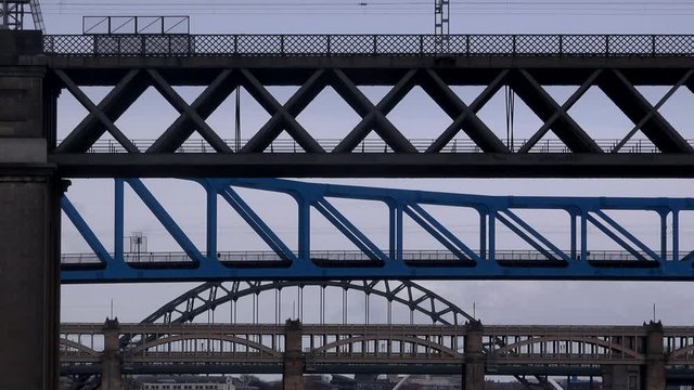 Newcastle city bridges over the river UK 4K