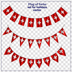 Fototapeta premium Bright set with flags of Swiss for holidays. Vector illustration with transparent background.