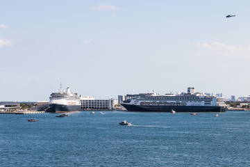 Holland America cruise line’s  Zaandam and Rotterdam ships have arrived at port of Everglads in Fort Lauderdale, FLlorida. April 2, 4:48pm