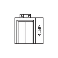 Elevator icon vector. Lift up, Escalator, down up stairs symbol. Lift, Elevator symbol logo illustration - Vector
