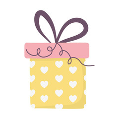 happy birthday, gift box with hearts decoration celebration isolation design icon