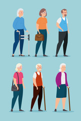 Obraz premium group of old people avatar character vector illustration design