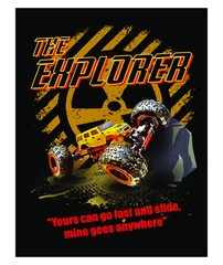 T-shirt Poster Design. The Explorer. Vector Illustration
