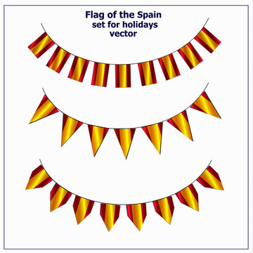 Bright set with flag of Spain. Happy Spain day flags. Colorful collection with flag. Vector illustration.