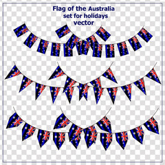 Bright set with flags of Australia for holidays. Happy Australia day background. Illustration with transparent background.