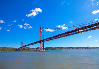 Ponte 25 de Abril and Tagus river in Lisbon 