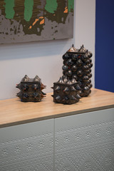 Original fashionable black vases, ceramic design decor