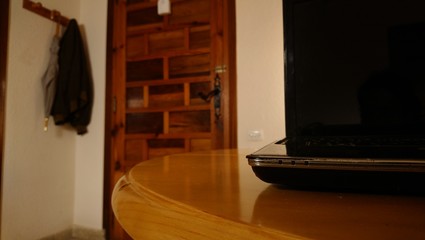 Working on the laptop at home