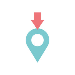 arrow with location pin icon, flat style