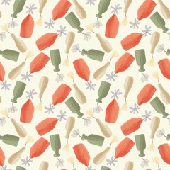 seamless pattern with leaves and flowers