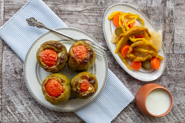 Biber Dolma, Turkish traditional food. Stuffed peppers with rice. (Turkish cuisine)