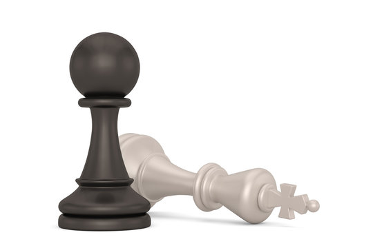 Chess Pawn and King  isolated on white background. 3D illustration.