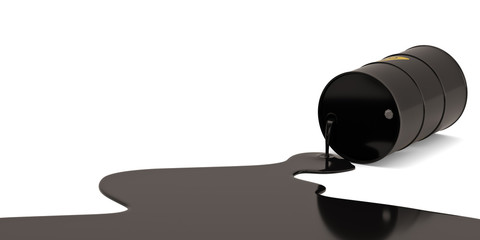 Oil Spill Health Risk oil drum isolated on white background. 3D illustration. - 335149783