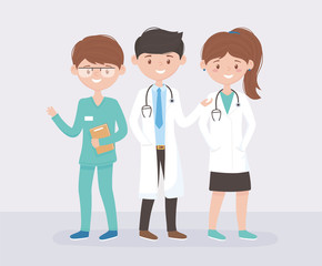 physicians male and female medical staff professional practitioner cartoon character